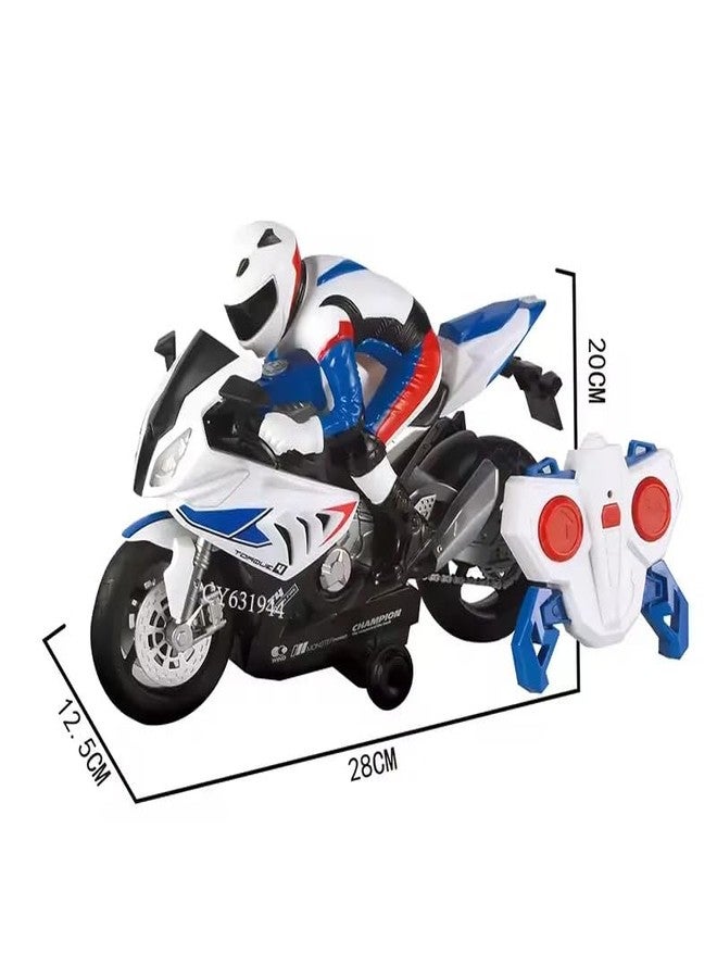 NVF دراجة نارية NVF RC للحركات البهلوانية | دراجة تحكم عن بعد بتردد 2.4 جيجاهرتز مع دوران 360 درجة وسباق عالي السرعة | لعبة دراجة نارية قابلة لإعادة الشحن للأطفال | دراجة تحكم عن بعد بيضاء/زرقاء هدية للأولاد - Image 2